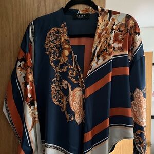 AKIRA Elegant Blue and Orange Blouse